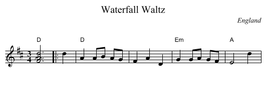 Waterfall Waltz - staff notation