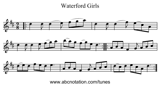 Waterford Girls - staff notation