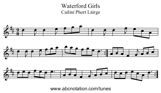 Waterford Girls - staff notation