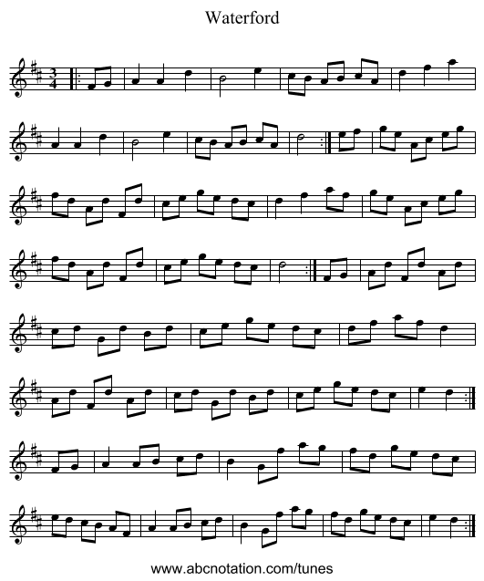 Waterford - staff notation