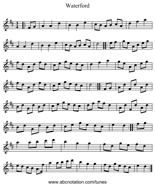 Waterford - staff notation