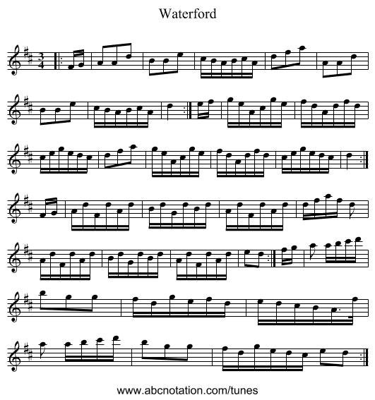 Waterford - staff notation