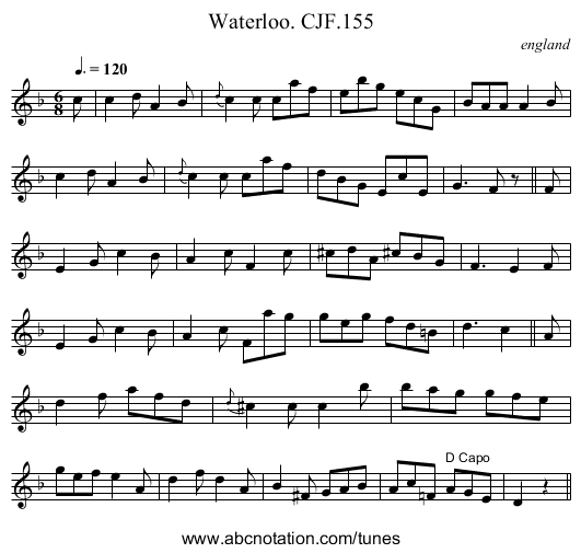Waterloo. CJF.155 - staff notation