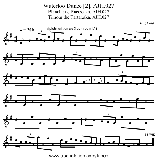 Waterloo Dance [2]. AJH.027 - staff notation