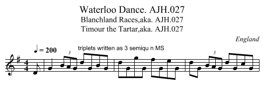 Waterloo Dance. AJH.027 - staff notation