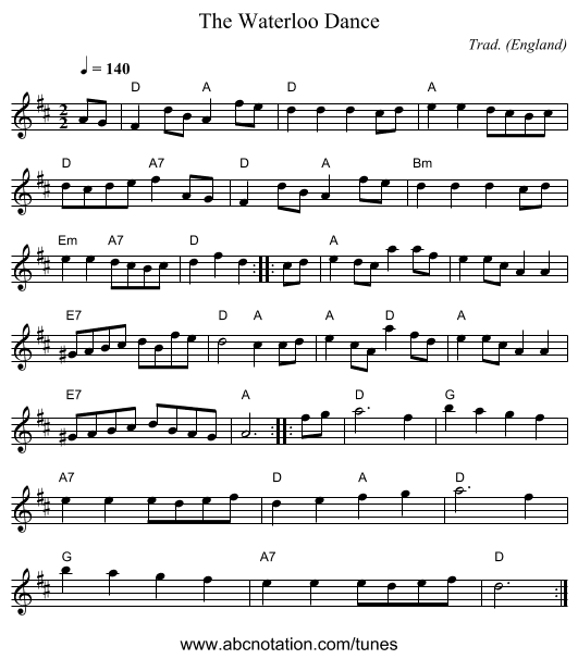 Waterloo Dance, The - staff notation