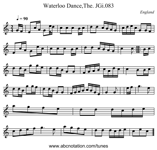 Waterloo Dance,The. JGi.083 - staff notation