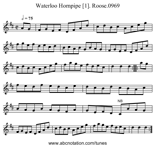 Waterloo Hornpipe [1]. Roose.0969 - staff notation