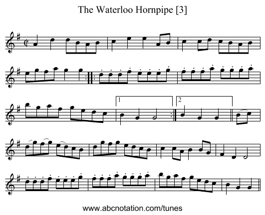 Waterloo Hornpipe [3], The - staff notation
