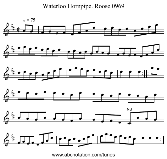 Waterloo Hornpipe. Roose.0969 - staff notation
