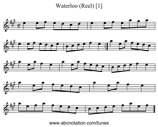 Waterloo (Reel) [1] - staff notation