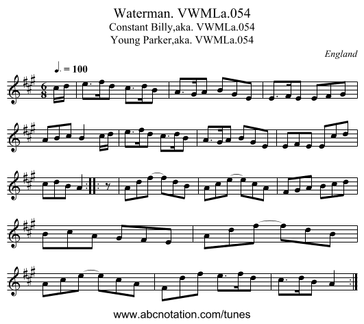 Waterman. VWMLa.054 - staff notation