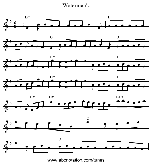 Waterman's - staff notation