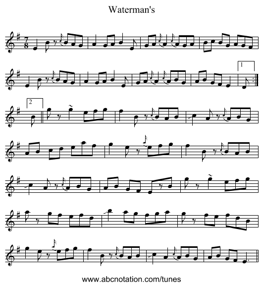 Waterman's - staff notation