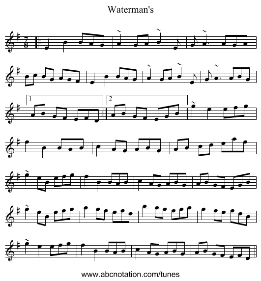 Waterman's - staff notation