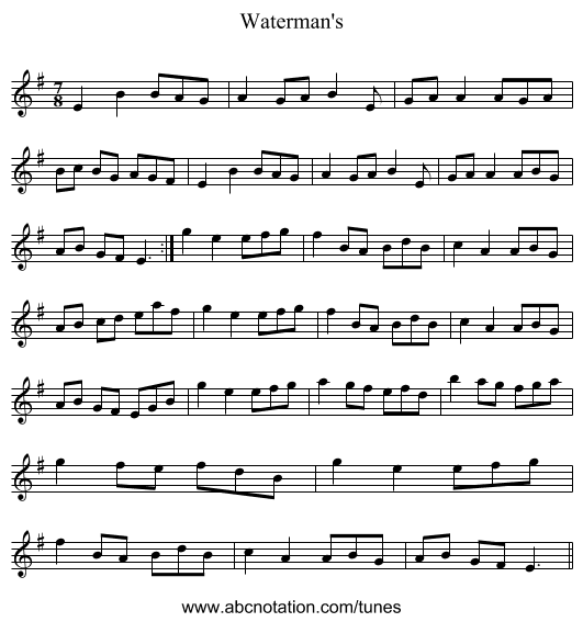 Waterman's - staff notation