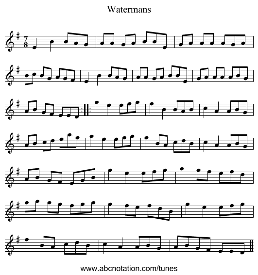 Watermans - staff notation
