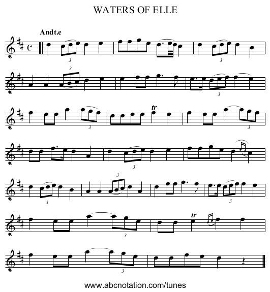 WATERS OF ELLE - staff notation