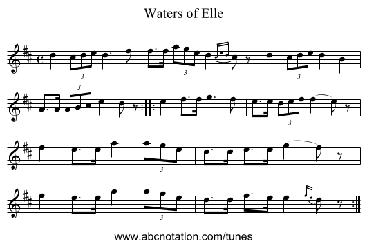 Waters of Elle - staff notation