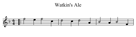 Watkin's Ale - staff notation