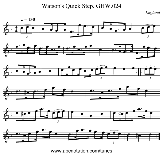 Watson's Quick Step. GHW.024 - staff notation