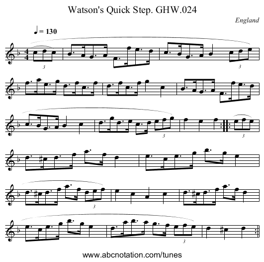 Watson's Quick Step. GHW.024 - staff notation