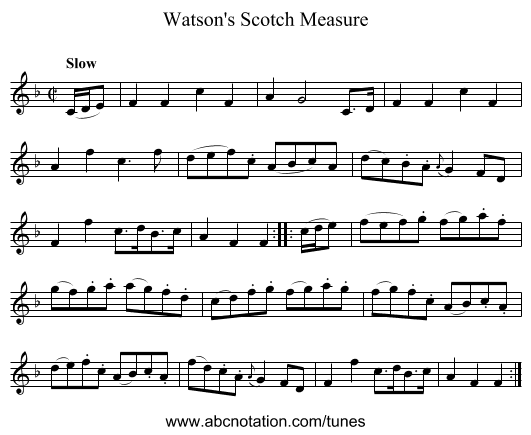 Watson's Scotch Measure - staff notation