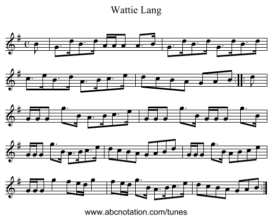 Wattie Lang - staff notation