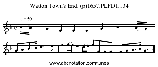Watton Town's End. (p)1657.PLFD1.134 - staff notation