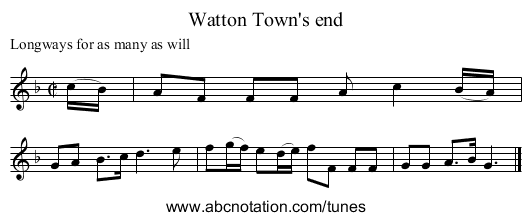 Watton Town's end - staff notation