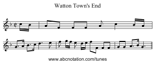 Watton Town's End - staff notation