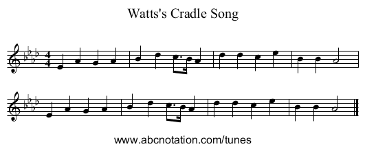 Watts's Cradle Song - staff notation