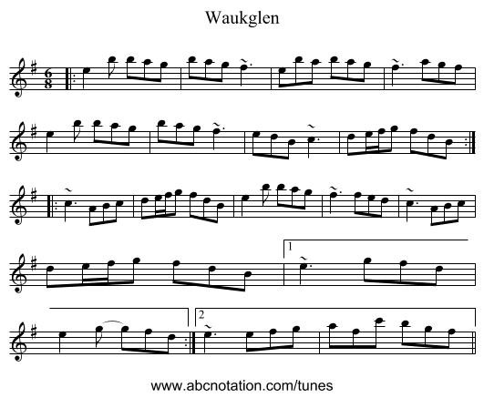 Waukglen - staff notation