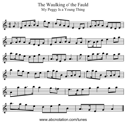 Waulking o' the Fauld, The - staff notation