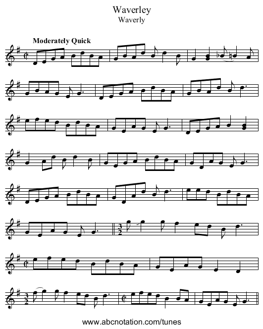 Waverley - staff notation