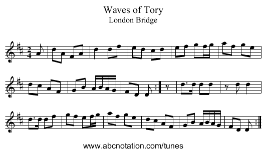 Waves of Tory - staff notation