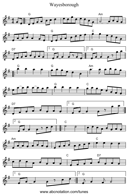 Wayesborough - staff notation