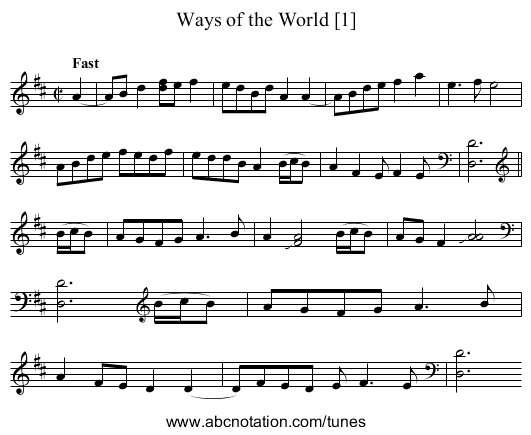 Ways of the World [1] - staff notation