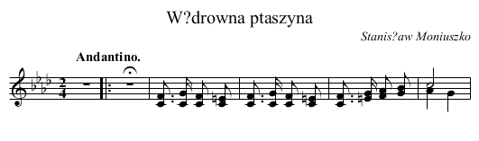 W?drowna ptaszyna - staff notation