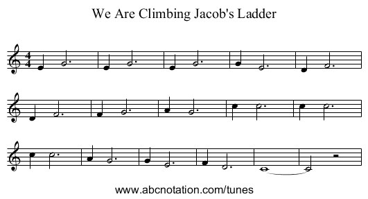 We Are Climbing Jacob's Ladder - staff notation