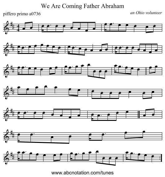 We Are Coming Father Abraham - staff notation