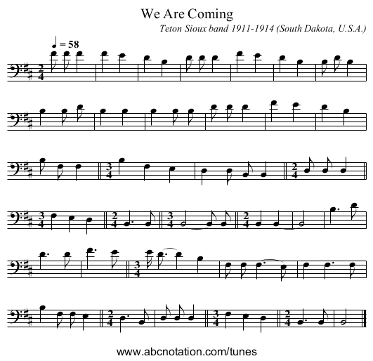 We Are Coming - staff notation