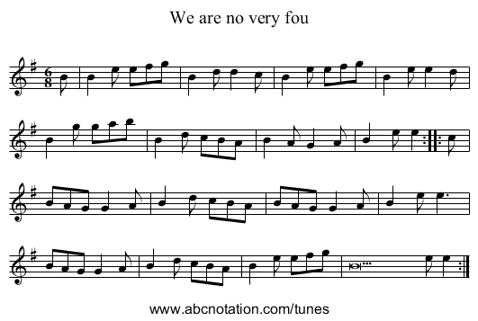 We are no very fou - staff notation