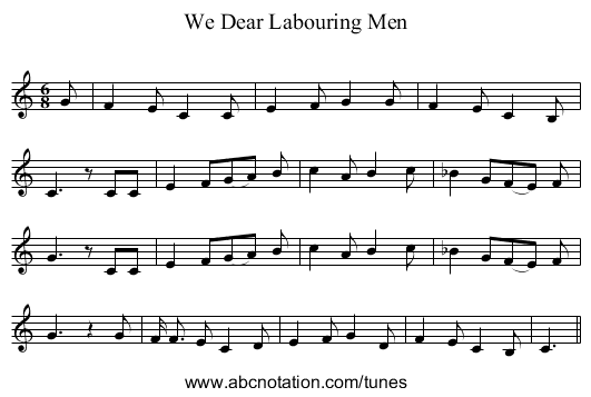 We Dear Labouring Men - staff notation
