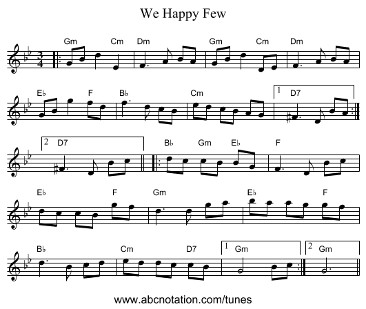 We Happy Few - staff notation