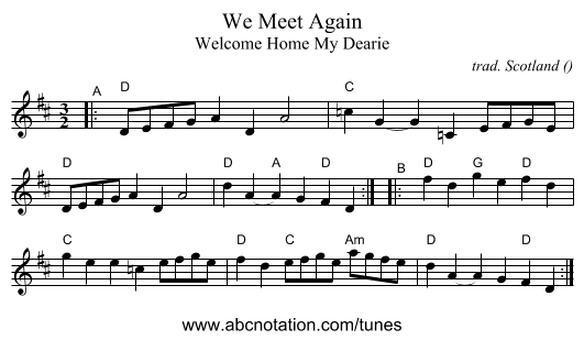 We Meet Again - staff notation