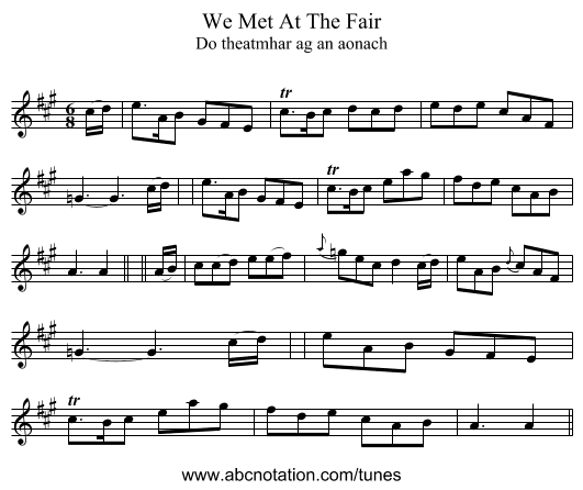 We Met At The Fair - staff notation
