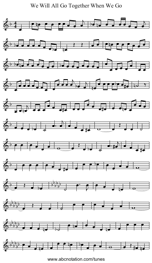 We Will All Go Together When We Go - staff notation
