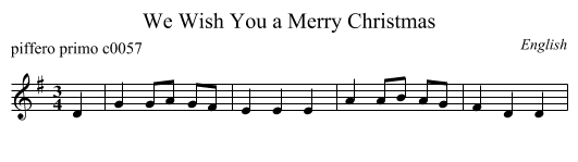 We Wish You a Merry Christmas - staff notation