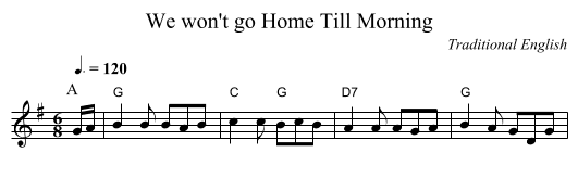 We won't go Home Till Morning - staff notation